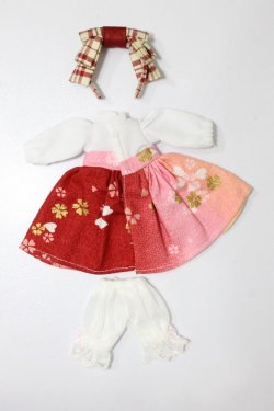 画像2: リカちゃん/ＯＦ：復刻版初代リカちゃんサイズ：和柄ワンピースset S-25-05-18-371-GN-ZS