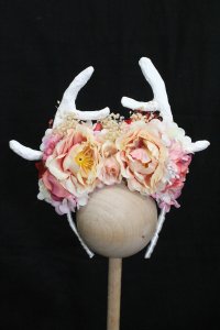 MSD/OF:カチューシャ(角パーツ付)flower.B様製 S-25-04-27-322-GN-ZS