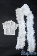 MSD/OFセット:バラ メッシュシャツ+ふわふわ鍵編みニットマフラー SDM Y-24-12-25-103-YB-ZY