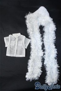 MSD/OFセット:バラ メッシュシャツ+ふわふわ鍵編みニットマフラー SDM Y-24-12-25-103-YB-ZY