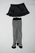 幼SD/衣装セット:バラ フェイクレザーミニスカート+ボーダータイツ ブラックｘホワイト Y-24-04-10-003-YB-ZY