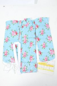 ジェニー/OF:2024年 裏無し着物 花柄:水色 Y-26-03-11-223-WT-ZY