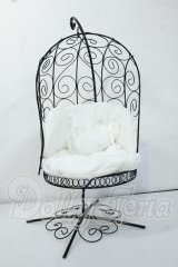 DOLL MORE/1/4 Scale Bird Cage Style Iron Chair (Black/White) Y-26-05-22-202-WT-ZY