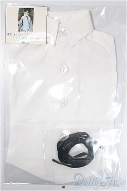 画像1: SDM＆MSD/OF:トップス　ホワイトノースリーブシャツ＋タイ（4分：40cm）/1/4　40ｃｍ　BJD　MJD　衣装　ドール用 A-25-05-07-286-KD-ZA
