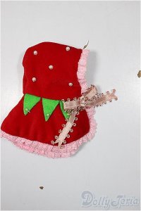 オビツ11/OF:いちごケープ（ぷらちなの杜様製）/1/12サイズ　ドール用 A-25-05-28-302-KD-ZA