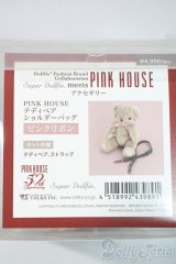 SD/OF:PINK HOUSE テディベアショルダーバッグ　ピンクリボン U-25-06-10-202-NY-ZU