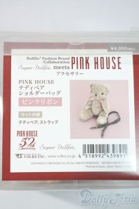 SD/OF:PINK HOUSE テディベアショルダーバッグ　ピンクリボン U-25-06-10-202-NY-ZU