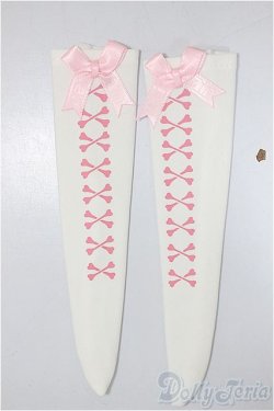 画像1: MDD/OF:ホネ編み上げニーハイ（ピンク）yam yam sugar様製/0 A-25-06-11-209-NY-ZA