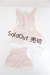 SD/OF:ドーリィ・パルフェパンツコーデ（白×桃）/1/3　60ｃｍ　BJD　MJD　衣装　ドール用 A-25-06-18-280-KD-ZA