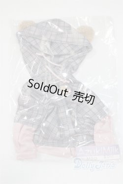 画像1: MDD/OF:くまチェックレイヤード風パーカー　AzukiMilk/0 A-25-08-13-034-NY-ZA