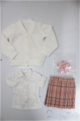 MDD&MSD/OF：女子高生セット（白×チェリーピンク）・ミニ/1/4　40ｃｍ　BJD　MJD　衣装　ドール用 A-25-06-25-160-KD-ZA