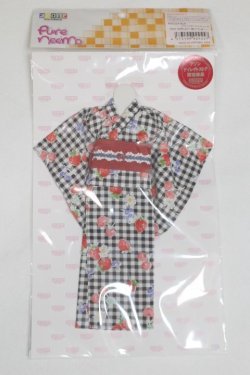 画像1: AZONE/OF:23ｃｍ　PNS 浴衣set〜苺と乙女〜　(ブラックギンガムチェック)/0 A-25-07-15-021-NY-ZA