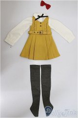 SDM/OF：ジャンパースカートコーデ・ミニ(カラシ色)/1/4　40ｃｍ　BJD　MJD　衣装　ドール用 A-25-08-06-345-NY-ZA