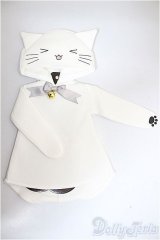 SDM＆MSD/OF:ハッピー白ねこパーカー・ミニ/1/4　40ｃｍ　BJD　MJD　衣装　ドール用 A-25-09-03-343-NY-ZA