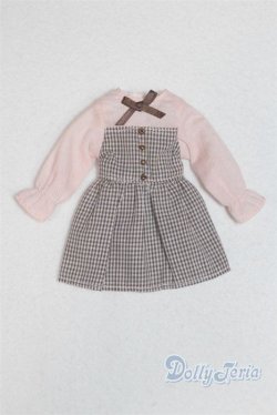 画像1: 20ｃｍサイズ【復刻版初代リカちゃんサイズ】/OF:チェック柄　スカートワンピース　NO.0476-21　3サイズ1デザインby黒猫亭/ファッションドール　衣装 A-25-09-17-128-NY-ZA