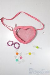 SD/OF:ハートクリアバッグ(ピンク)＆キャンディーセット/1/4　40ｃｍ　BJD　MJD　衣装　ドール用 A-25-10-29-326-NY-ZA