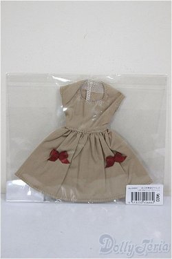 画像1: リカちゃんキャッスル/OF:リボン付きワンピース・ベージュ/ファッションドール　衣装 A-26-1-4-121-NY-ZA