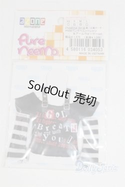 画像1: AZONE/OF:PNM パンクベルトTシャツ＆アームウォーマーset (黒×白黒ボーダー)/0 A-26-02-04-014-NY-ZA