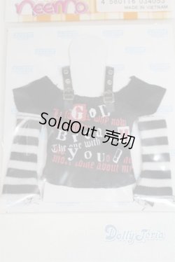 画像2: AZONE/OF:PNM パンクベルトTシャツ＆アームウォーマーset (黒×白黒ボーダー)/0 A-26-02-04-014-NY-ZA