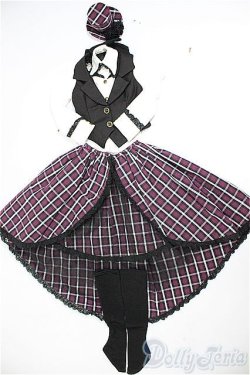 画像1: DD/OF:バックロングスカートセット (紫チェック)  A-26-02-11-382-WT-ZA