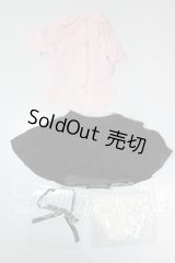 DD/OF: フリルブラウスセット(黒×ピンク) A-26-03-11-350-NY-ZA