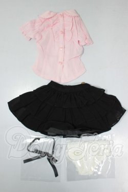 画像1: DD/OF: フリルブラウスセット(黒×ピンク) A-26-03-11-350-NY-ZA