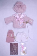 幼SD/ふわふわセーラーセット-ピンク×ホワイト/1/6　30ｃｍ　BJD　MJD　衣装　ドール用 A-26-10-12-032-NY-ZA