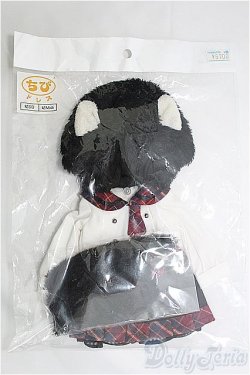 画像1: 幼SD/OF:ふわふわ黒ねこワンピース(赤チェック) I-25-02-23-2070-KN-ZI