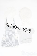 SDM/OF ストライプサロペットセットミニ/1/4　40ｃｍ　BJD　MJD　衣装　ドール用 I-25-11-23-346-TO-ZI