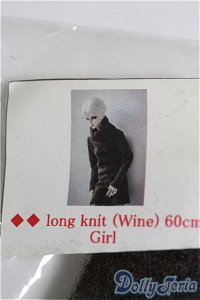 SD/OF:トップス　long knit (Wine) /1/3　60ｃｍ　BJD　MJD　衣装　ドール用 I-25-08-17-116-KD-ZI