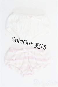 SDM＆MSD/OF:やわらかコットンショーツセット（白＆桃色ボーダー）・ミニ/1/4　40ｃｍ　BJD　MJD　衣装　ドール用 I-25-08-31-187-KD-ZI