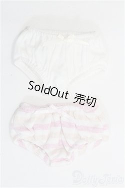 画像1: SDM＆MSD/OF:やわらかコットンショーツセット（白＆桃色ボーダー）・ミニ/1/4　40ｃｍ　BJD　MJD　衣装　ドール用 I-25-08-31-187-KD-ZI