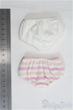 画像2: SDM＆MSD/OF:やわらかコットンショーツセット（白＆桃色ボーダー）・ミニ/1/4　40ｃｍ　BJD　MJD　衣装　ドール用 I-25-08-31-187-KD-ZI