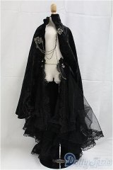 SD13G/OF:マント+黒レースオーバースカート/1/3　60ｃｍ　BJD　MJD　衣装　ドール用 I-25-10-26-145-KD-ZI