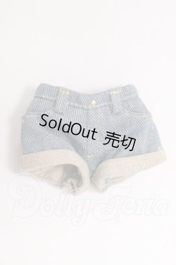 画像1: azone/OF:PNSデニムロールアップショートパンツ (ブルー) I-26-05-21-173-KD-ZI