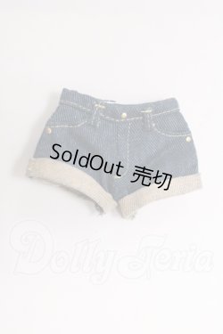 画像1: azone/OF:PNSデニムロールアップショートパンツ (ネイビー) I-26-05-21-174-KD-ZI