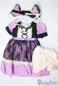 MSD/OF：猫耳ヘッドドレス＆ストライプドレスセット U-24-12-17-113-KD-ZU