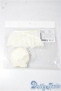 MSD〜SD/OF　トーク帽＆レース付け襟セット（白） U-25-11-12-188-TN-ZU