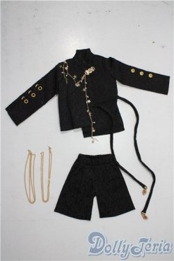 画像1: SDM＆MSD/OF:スタイリッシュ中華服 黒:短パン U-25-12-10-057-TN-ZU