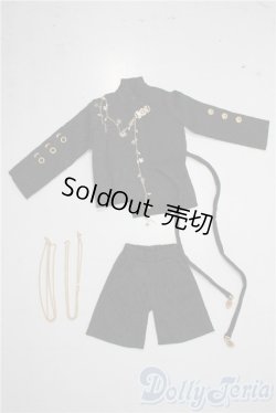 画像1: SDM＆MSD/OF:スタイリッシュ中華服 黒:短パン U-25-12-10-057-TN-ZU