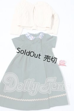 画像1: SDM＆MDD/OF：よそゆきワンピセット（ダークグリーン）・ミニ U-26-09-09-136-TN-ZU