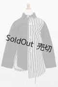 SD13BOY/OF:ストライプ切替シャツ:玄米茶様製 S-24-12-29-368-GN-ZS