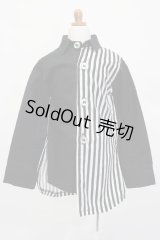 SD13BOY/OF:ストライプ切替シャツ:玄米茶様製 S-24-12-29-368-GN-ZS