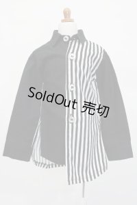 SD13BOY/OF:ストライプ切替シャツ:玄米茶様製 S-24-12-29-368-GN-ZS
