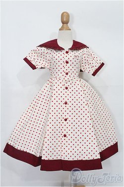 画像1: 60cmドール/OF ドット柄エプロンワンピース(Melody.C様製) S-25-12-21-177-TO-ZS