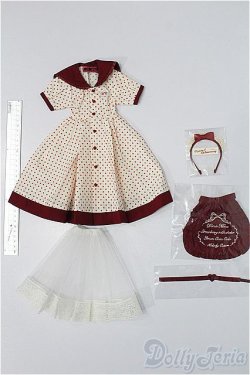 画像2: 60cmドール/OF ドット柄エプロンワンピース(Melody.C様製) S-25-12-21-177-TO-ZS