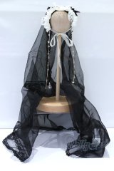40cmサイズドール/OF:MELODY.C様製 ウエディングヘッドドレス(黒) S-26-01-11-074-GN-ZS