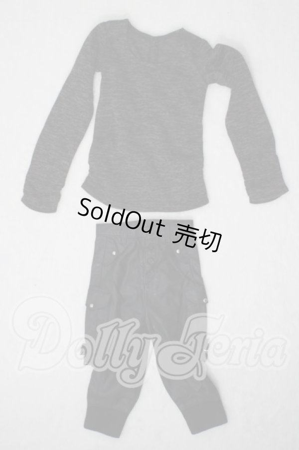 画像1: SD13BOY/OF：VOLKS製ソリッドブラックサルエルパンツ U-26-07-01-048-TN-ZU (1)