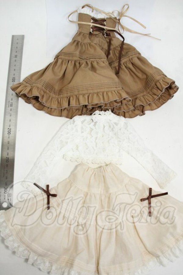 画像5: MDD/OF:TOA Claris様製 キャラメル:ミニっ子ピンタックワンピース＆ボレロセット Y-26-04-22-097-WT-ZY (5)