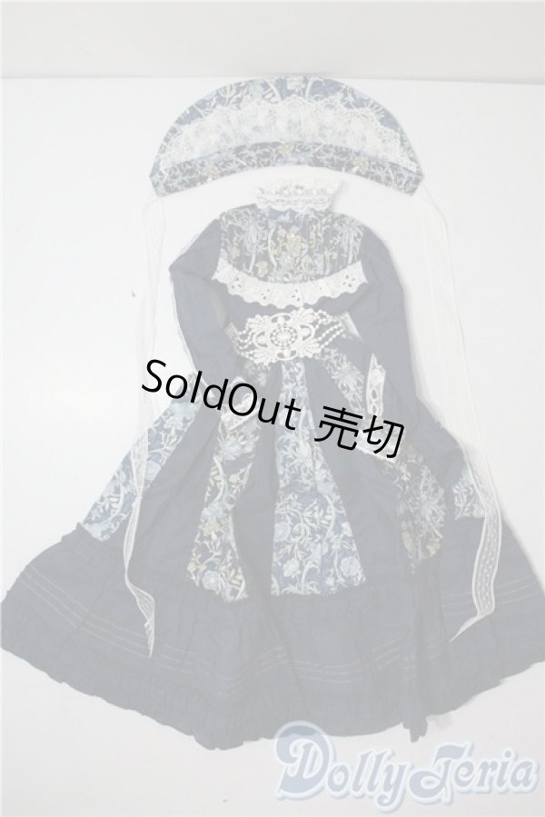 画像1: SDGｒG/OF:クラシカル柄ワンピース・紺 U-25-07-22-192-NY-ZU (1)